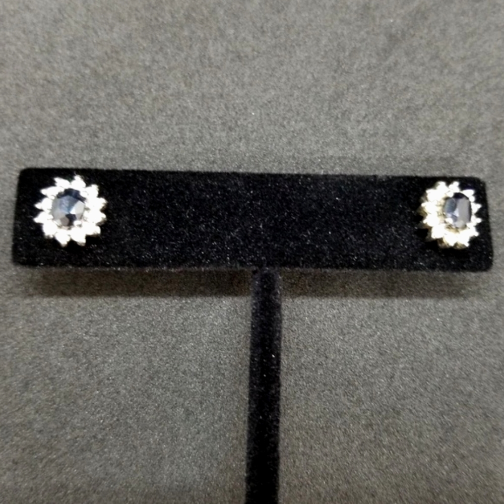 Sterling silver cubic zirconia & sapphire earrings